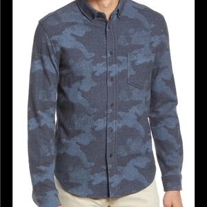 Rails Berkeley Indigo Camo Brushed Cotton Long SLeeve Button Down Shirt Blue L